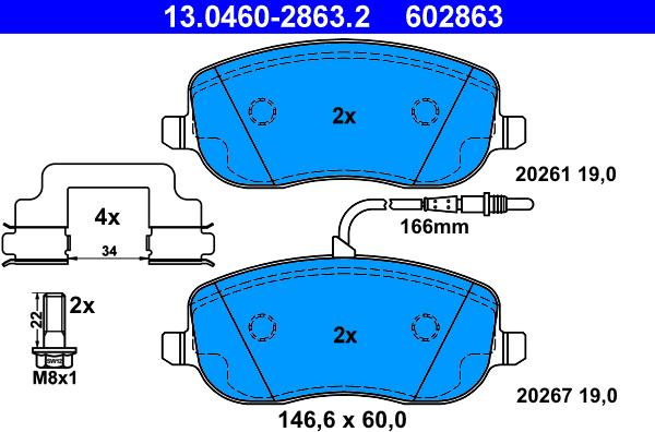 ATE 13.0460-2863.2 - Brake Pad Set, disc brake autospares.lv