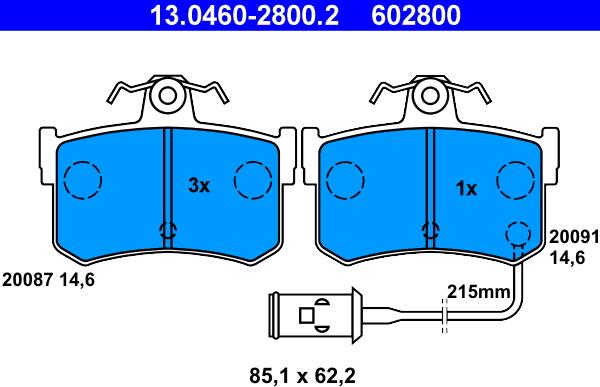 ATE 13.0460-2800.2 - Brake Pad Set, disc brake autospares.lv