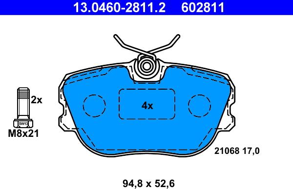 ATE 13.0460-2811.2 - Brake Pad Set, disc brake autospares.lv