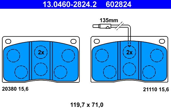 ATE 13.0460-2824.2 - Brake Pad Set, disc brake autospares.lv