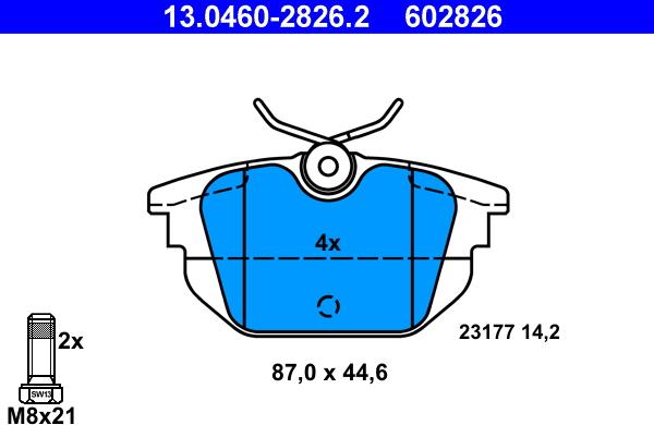 ATE 13.0460-2826.2 - Brake Pad Set, disc brake autospares.lv