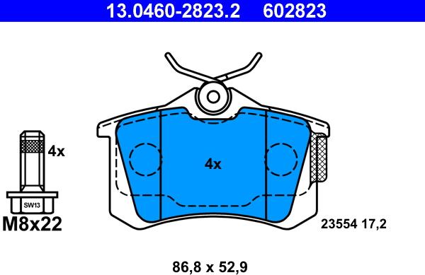 ATE 13.0460-2823.2 - Brake Pad Set, disc brake autospares.lv