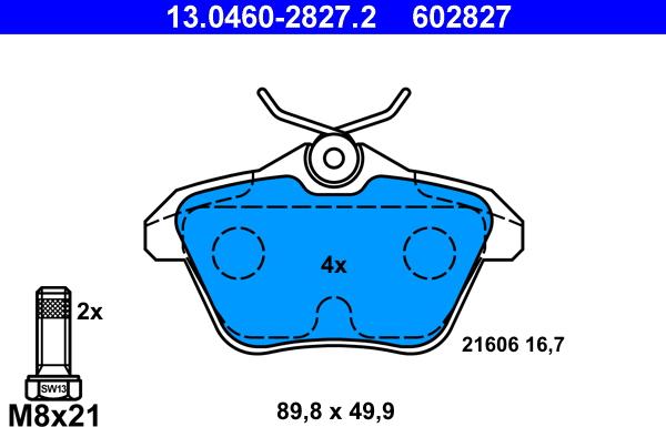 ATE 13.0460-2827.2 - Brake Pad Set, disc brake autospares.lv