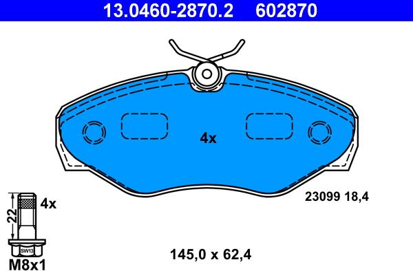 ATE 13.0460-2870.2 - Brake Pad Set, disc brake autospares.lv