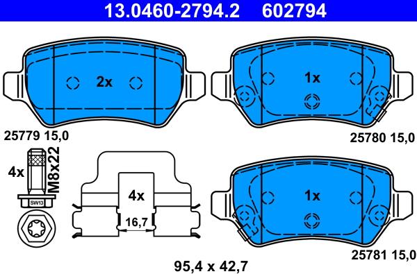 ATE 13.0460-2794.2 - Brake Pad Set, disc brake autospares.lv