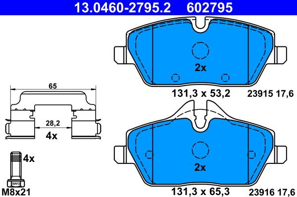 ATE 13.0460-2795.2 - Brake Pad Set, disc brake autospares.lv