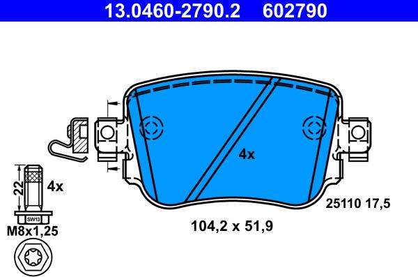 ATE 13.0460-2790.2 - Brake Pad Set, disc brake autospares.lv