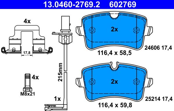 ATE 13.0460-2769.2 - Brake Pad Set, disc brake autospares.lv