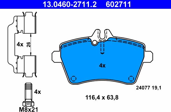 ATE 13.0460-2711.2 - Brake Pad Set, disc brake autospares.lv
