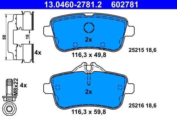 ATE 13.0460-2781.2 - Brake Pad Set, disc brake autospares.lv