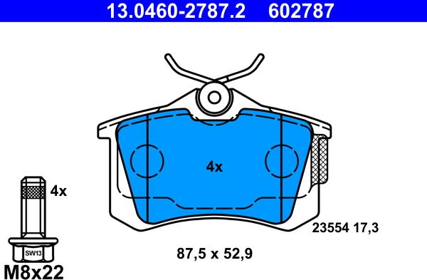 ATE 13.0460-2787.2 - Brake Pad Set, disc brake autospares.lv