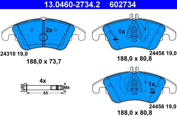 ATE 13.0460-2734.2 - Brake Pad Set, disc brake autospares.lv