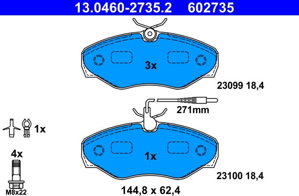 ATE 13.0460-2735.2 - Brake Pad Set, disc brake autospares.lv