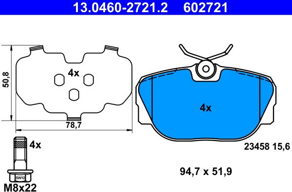 ATE 13.0460-2721.2 - Brake Pad Set, disc brake autospares.lv