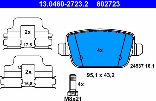 ATE 13.0460-2723.2 - Brake Pad Set, disc brake autospares.lv