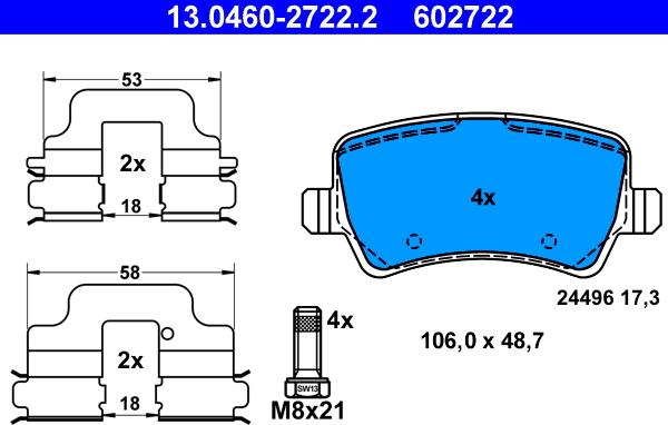 ATE 13.0460-2722.2 - Brake Pad Set, disc brake autospares.lv