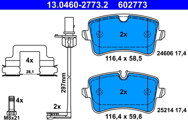 ATE 13.0460-2773.2 - Brake Pad Set, disc brake autospares.lv