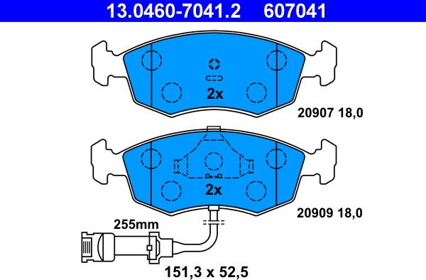ATE 13.0460-7041.2 - Brake Pad Set, disc brake autospares.lv