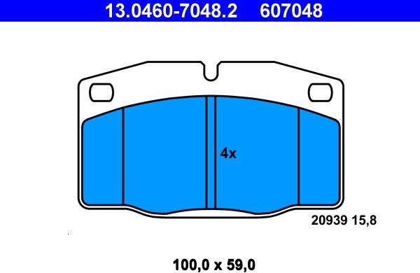ATE 13.0460-7048.2 - Brake Pad Set, disc brake autospares.lv