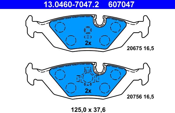 ATE 13.0460-7047.2 - Brake Pad Set, disc brake autospares.lv