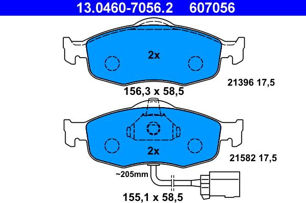 ATE 13.0460-7056.2 - Brake Pad Set, disc brake autospares.lv
