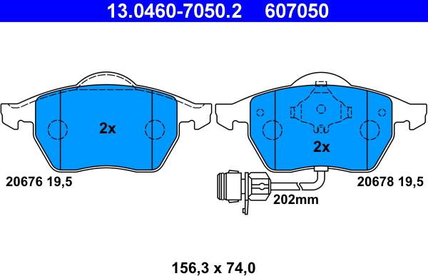 ATE 13.0460-7050.2 - Brake Pad Set, disc brake autospares.lv