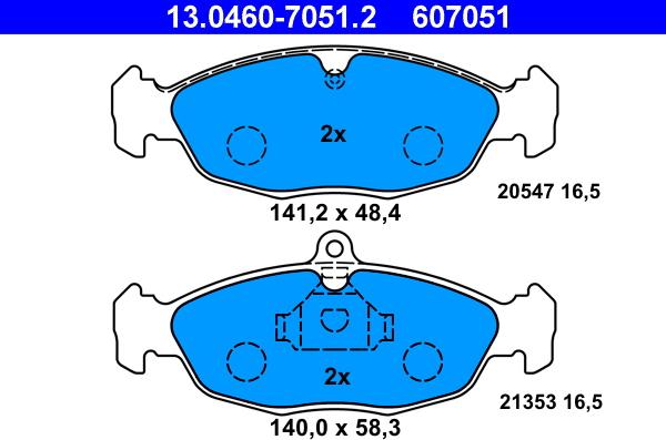 ATE 13.0460-7051.2 - Brake Pad Set, disc brake autospares.lv