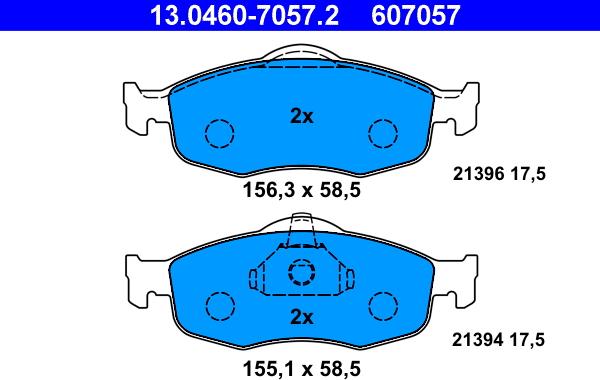 ATE 13.0460-7057.2 - Brake Pad Set, disc brake autospares.lv
