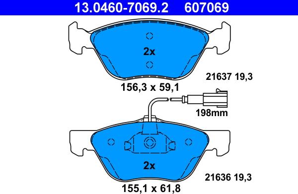 ATE 13.0460-7069.2 - Brake Pad Set, disc brake autospares.lv