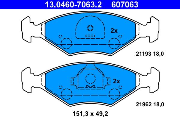 ATE 13.0460-7063.2 - Brake Pad Set, disc brake autospares.lv