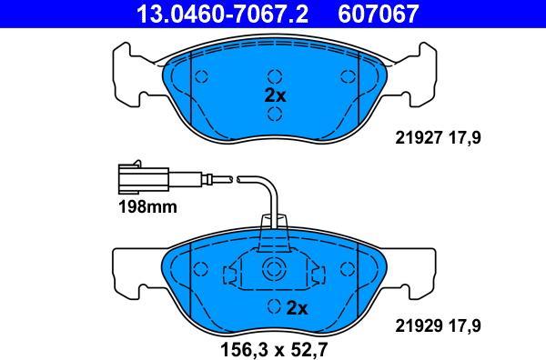 ATE 13.0460-7067.2 - Brake Pad Set, disc brake autospares.lv