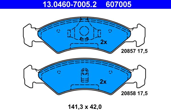 ATE 13.0460-7005.2 - Brake Pad Set, disc brake autospares.lv