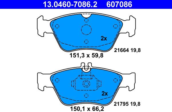 ATE 13.0460-7086.2 - Brake Pad Set, disc brake autospares.lv