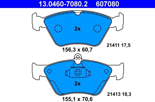 ATE 13.0460-7080.2 - Brake Pad Set, disc brake autospares.lv