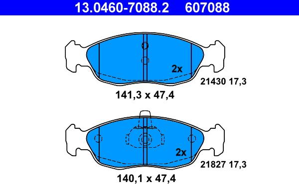 ATE 13.0460-7088.2 - Brake Pad Set, disc brake autospares.lv