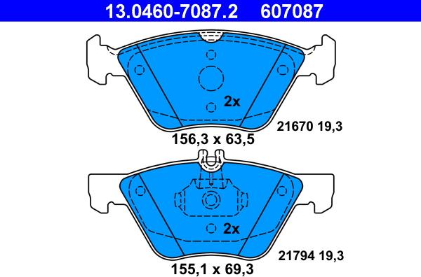 ATE 13.0460-7087.2 - Brake Pad Set, disc brake autospares.lv