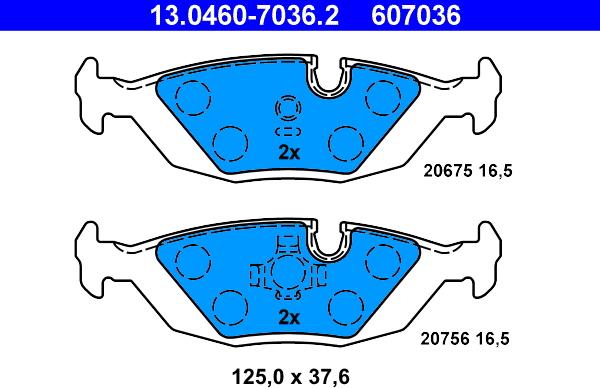 ATE 13.0460-7036.2 - Brake Pad Set, disc brake autospares.lv