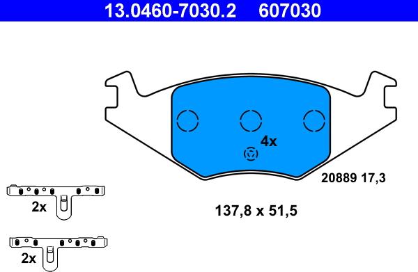 ATE 13.0460-7030.2 - Brake Pad Set, disc brake autospares.lv