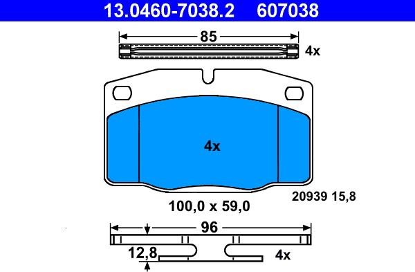 ATE 13.0460-7038.2 - Brake Pad Set, disc brake autospares.lv