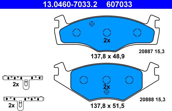 ATE 13.0460-7033.2 - Brake Pad Set, disc brake autospares.lv