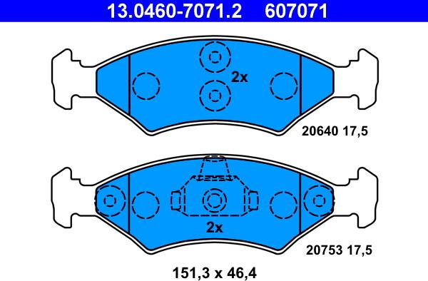 ATE 13.0460-7071.2 - Brake Pad Set, disc brake autospares.lv