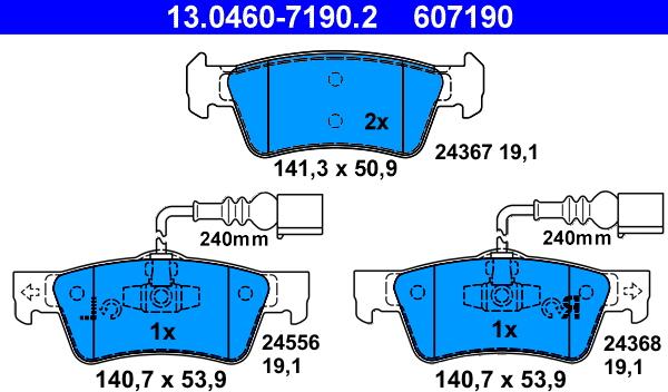 ATE 13.0460-7190.2 - Brake Pad Set, disc brake autospares.lv