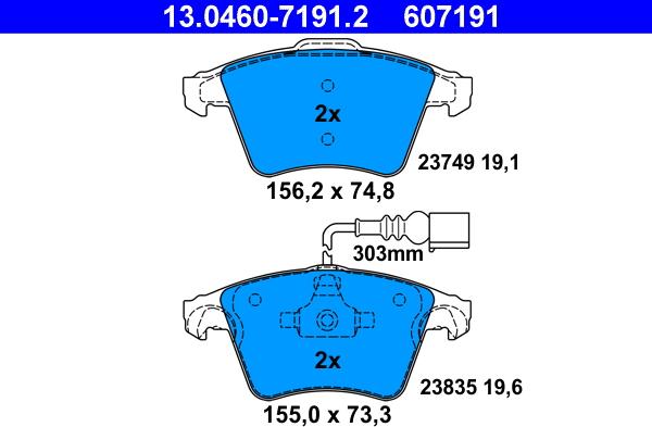 ATE 13.0460-7191.2 - Brake Pad Set, disc brake autospares.lv