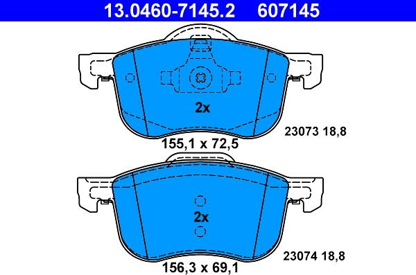 ATE 13.0460-7145.2 - Brake Pad Set, disc brake autospares.lv