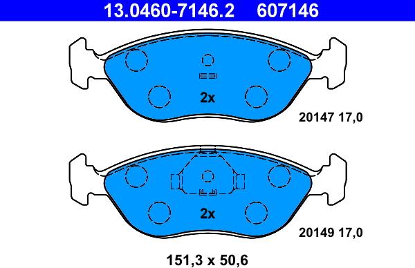 ATE 13.0460-7146.2 - Brake Pad Set, disc brake autospares.lv