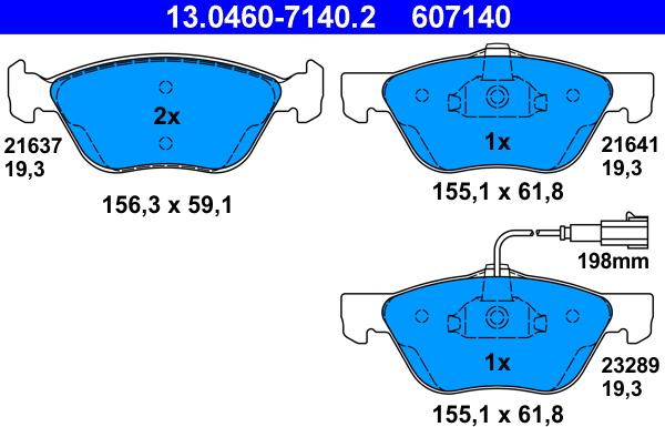 ATE 13.0460-7140.2 - Brake Pad Set, disc brake autospares.lv