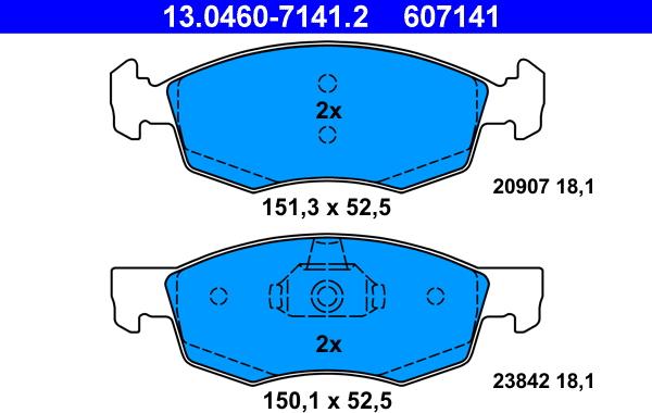 ATE 13.0460-7141.2 - Brake Pad Set, disc brake autospares.lv