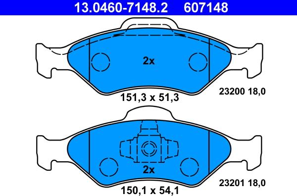 ATE 13.0460-7148.2 - Brake Pad Set, disc brake autospares.lv