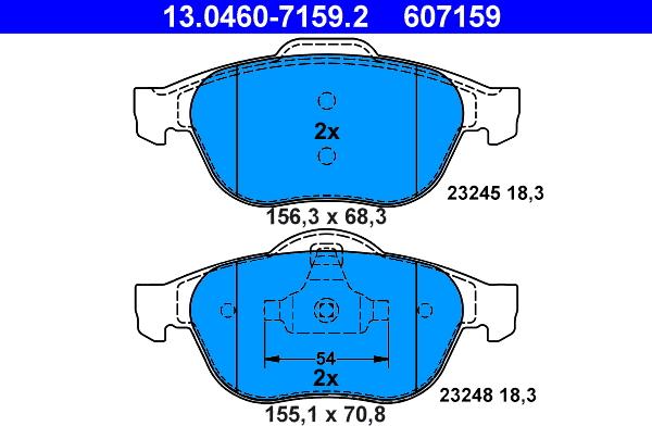 ATE 13.0460-7159.2 - Brake Pad Set, disc brake autospares.lv