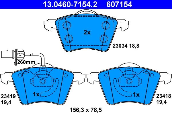 ATE 13.0460-7154.2 - Brake Pad Set, disc brake autospares.lv